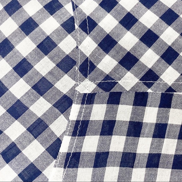 J. Crew - Women's Classic-fit Shirt Crinkle Gingham Button Down Blue White Sz. 2 - Picture 6 of 7